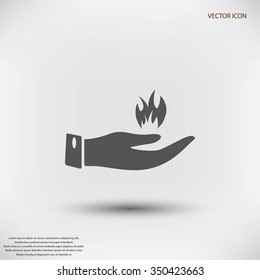 hand holding a fire icon