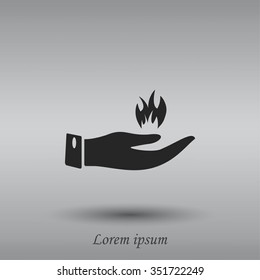 hand holding a fire icon