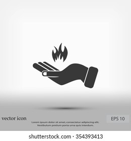 hand holding a fire icon