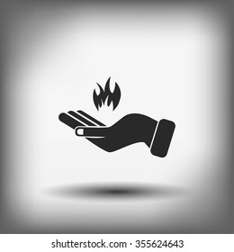 hand holding a fire icon