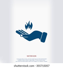 hand holding a fire icon