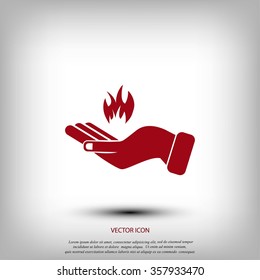 hand holding a fire icon