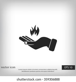 hand holding a fire icon