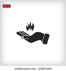 hand holding a fire icon