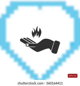 hand holding a fire icon