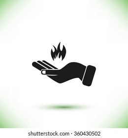 hand holding a fire icon