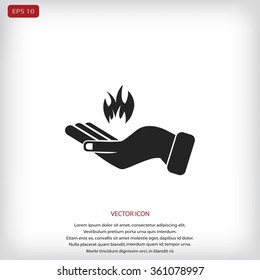 hand holding a fire icon