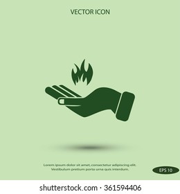 hand holding a fire icon
