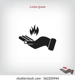 hand holding a fire icon