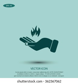 hand holding a fire icon