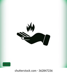hand holding a fire icon