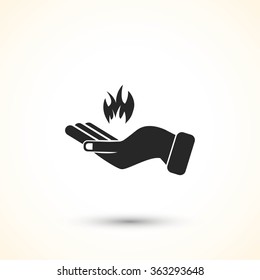 hand holding a fire icon