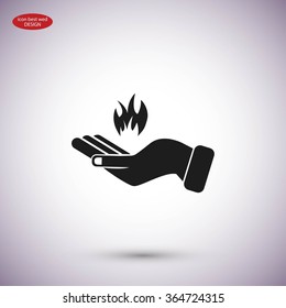 hand holding a fire icon