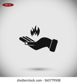 hand holding a fire icon