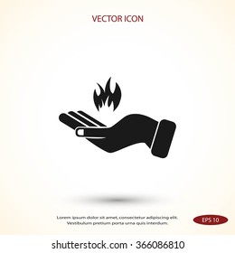 hand holding a fire icon