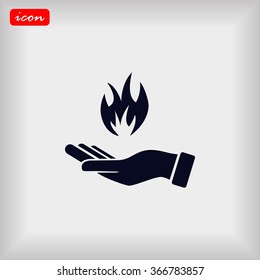 hand holding a fire icon