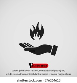 hand holding a fire icon
