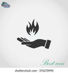 hand holding a fire icon