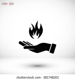 hand holding a fire icon