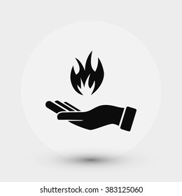 hand holding a fire icon