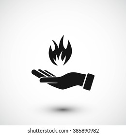 hand holding a fire icon