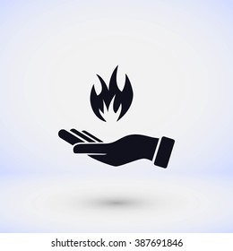 hand holding a fire icon