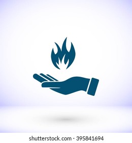hand holding a fire icon