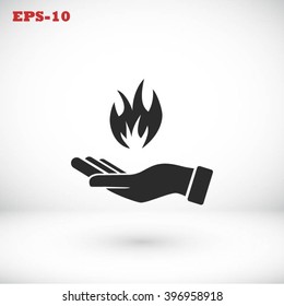 hand holding a fire icon