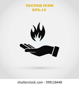 hand holding a fire icon