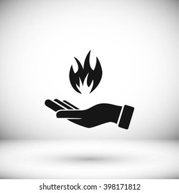 hand holding a fire icon