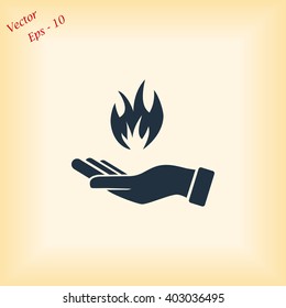 hand holding a fire icon