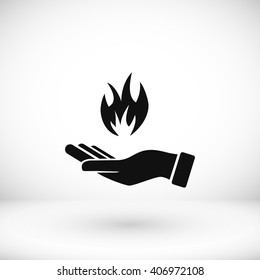 hand holding a fire icon