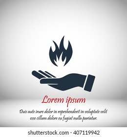 hand holding a fire icon