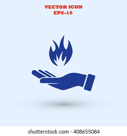 hand holding a fire icon