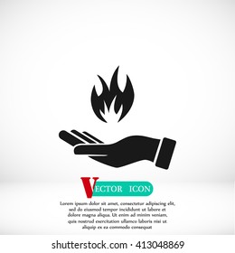 hand holding a fire icon