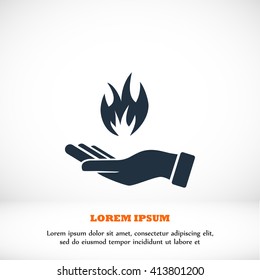hand holding a fire icon