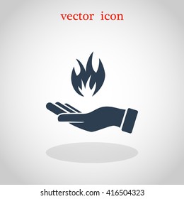 hand holding a fire icon