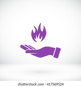 hand holding a fire icon