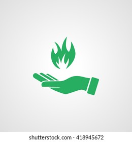 hand holding a fire icon