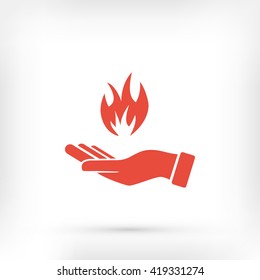 hand holding a fire icon