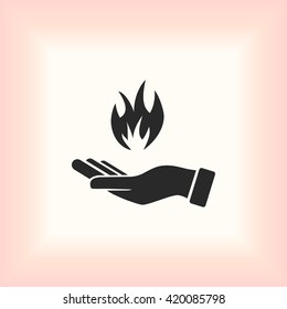 hand holding a fire icon