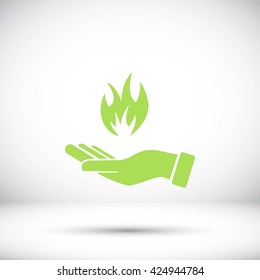 hand holding a fire icon