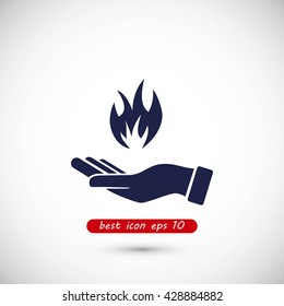 hand holding a fire icon