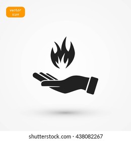 hand holding a fire icon