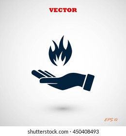 hand holding a fire icon