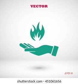 hand holding a fire icon