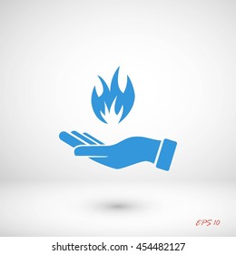 hand holding a fire icon