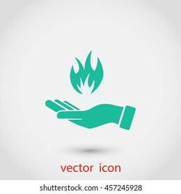 hand holding a fire icon