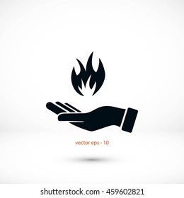 hand holding a fire icon