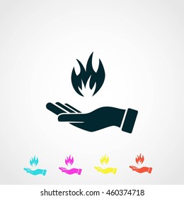 hand holding a fire icon